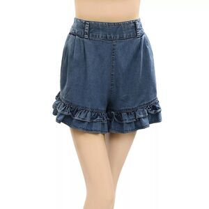 Anthropologie Pilcro Denim Shorts Mid Waisted Ruffle Pull-On Cotton XS 277641